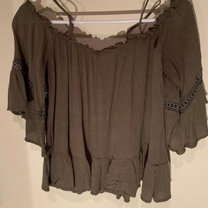 Green off the shoulder top